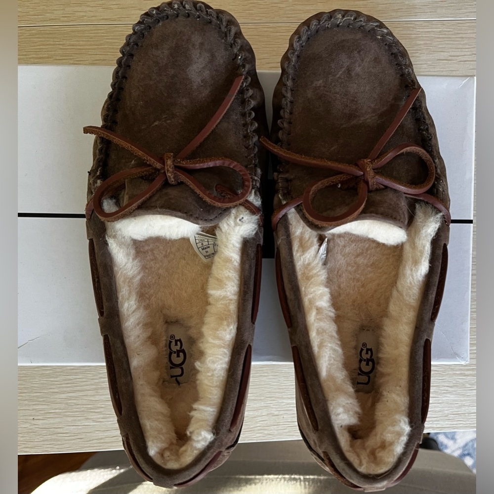 UGG Brown Sheepskin Lined Slippers